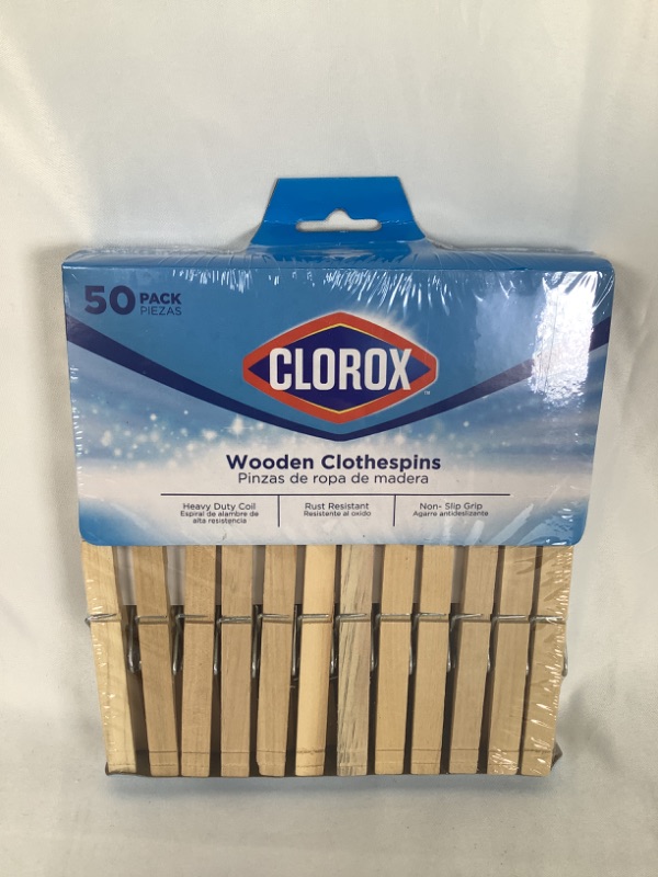 Photo 3 of 50 PACK WOODEN CLOTHESPINS HEAVY DUTY COIL RUST RESISTANT NON SLIP GRIP NEW