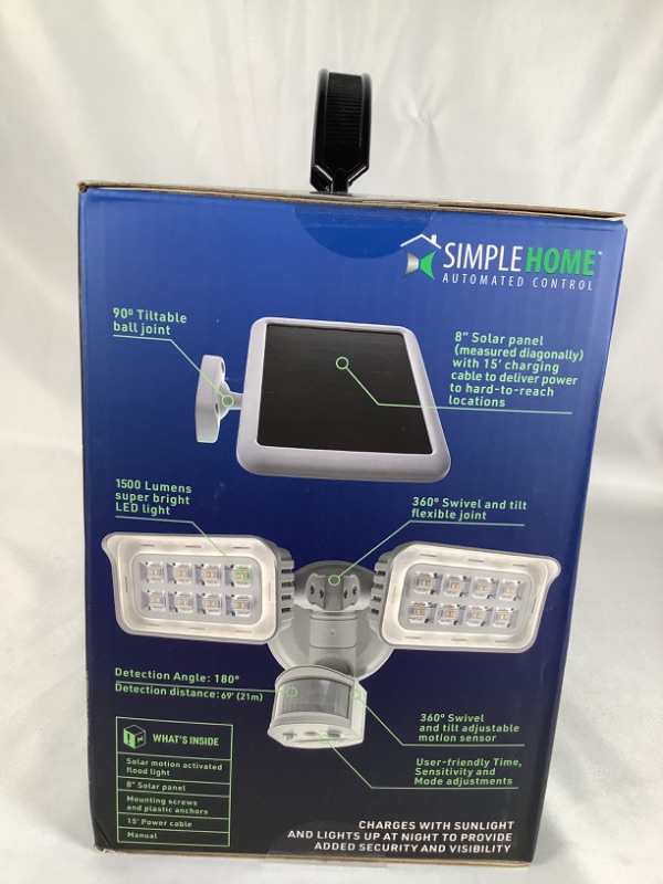 Photo 3 of SOLAR MOTION ACTIVATED OUTDOOR LIGHT CHARGES WITH THE SUNLIGHT AND LIGHTS UP AT NIGHT TO PROVIDE ADDED SECURITY AND VISIBILITY 1500 LUMENS EASY INSTALLATION WEATHER RESISTANT  360 SWIVELS AND TILTS NEW