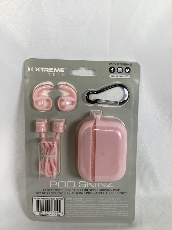 Photo 2 of PINK POD SKINZ 4 PIECE KIT PROTECTIVE CASE CARABINER SPORT HOOKS AND NECK STRAPS MADE FOR AIRPODS PRO NEW