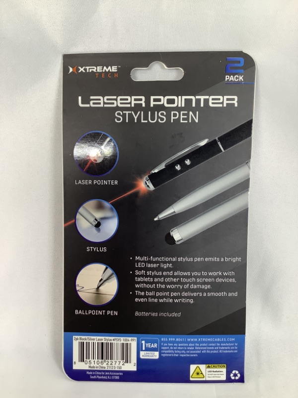 Photo 2 of  LASER POINTER STYLUS PEN 2 PACK SILVER AND BLACK NEW