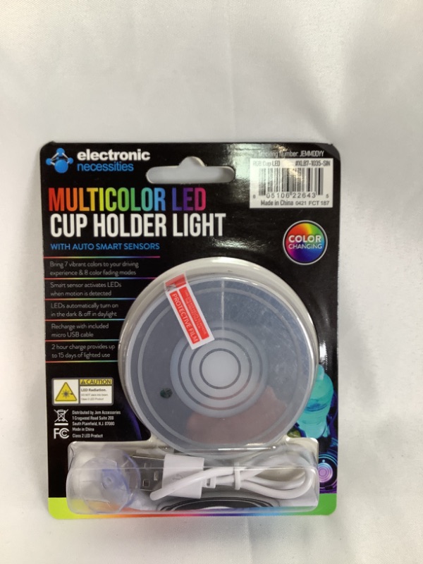 Photo 2 of MULTICOLOR LED CUP HOLDER LIGHT WITH AUTO SMART SENSORS ALTERNATE BETWEEN 7 COLORS AND 8 FADES NEW