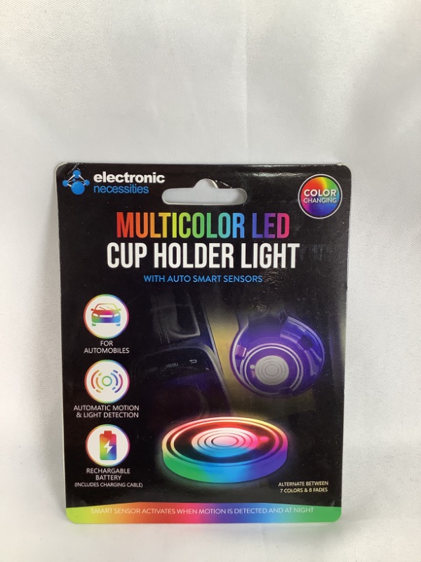 Photo 1 of MULTICOLOR LED CUP HOLDER LIGHT WITH AUTO SMART SENSORS ALTERNATE BETWEEN 7 COLORS AND 8 FADES NEW