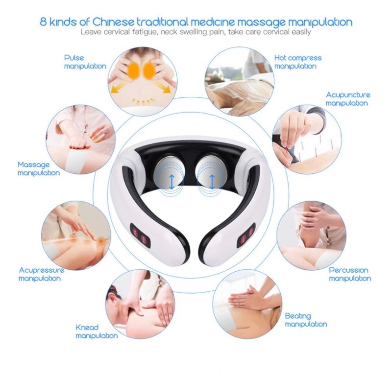 Photo 3 of NECK ELECTRIC PULSE MASSAGER REDUCES CHRONIC PAIN INCREASES MUSCLE STRENGTH IMPROVES CIRCULATION SYSTEM 1 NECK MASSAGER 2 ELECTRODE STRIPS 1 HEADPHONE NEW