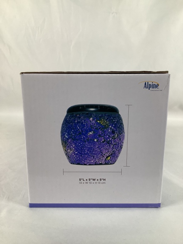 Photo 2 of SOLAR MOSAIC PURPLE GLASS LED JAR LANTERN  5 X 5 X 5 NEW