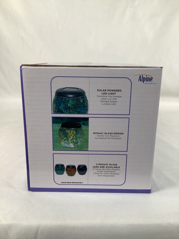 Photo 4 of SOLAR MOSAIC GREEN GLASS LED JAR LANTERN  5 X 5 X 5 NEW