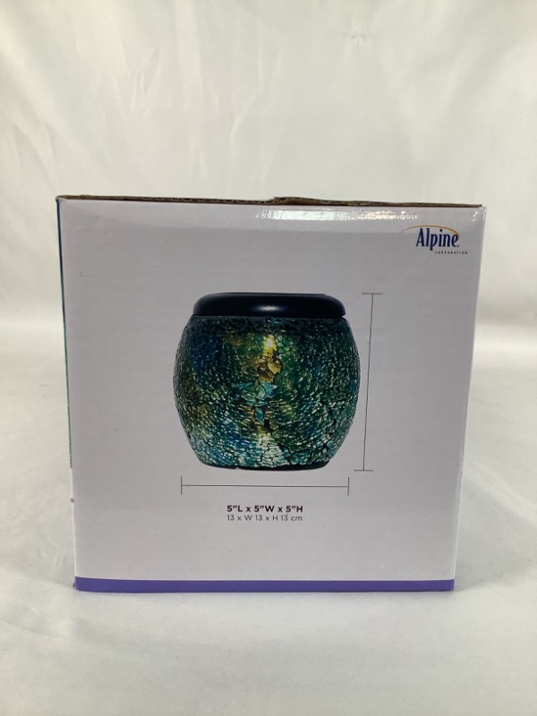 Photo 2 of SOLAR MOSAIC GREEN GLASS LED JAR LANTERN  5 X 5 X 5 NEW