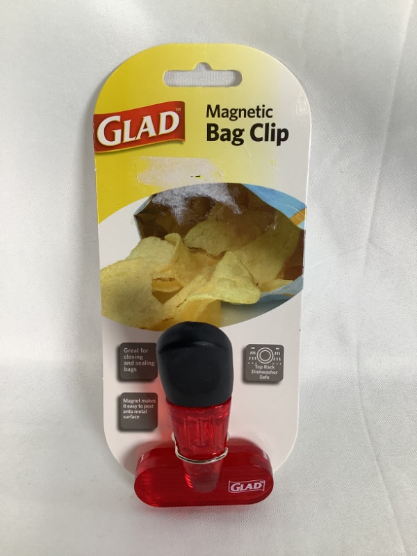 Photo 1 of RED MAGNETIC BAG CLIP GREAT FOR CLOSING AND SEALING BAGS MAGNET MAKES IT EASY TO POST ONTO METAL SURFACES TOP RACK DISHWASHER SAFE NEW