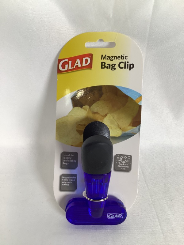 Photo 1 of BLUE MAGNETIC BAG CLIP GREAT FOR CLOSING AND SEALING BAGS MAGNET MAKES IT EASY TO POST ONTO METAL SURFACES TOP RACK DISHWASHER SAFE NEW