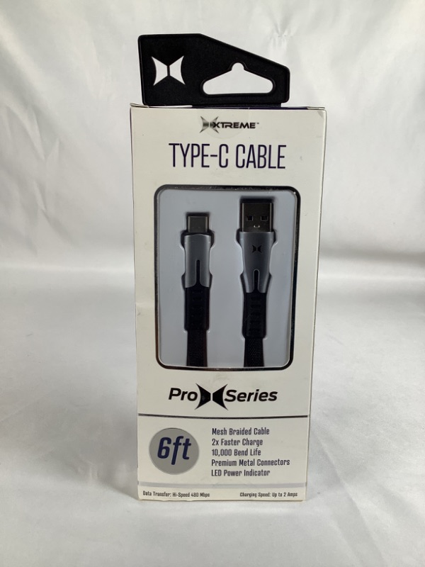 Photo 1 of SILVER AND BLACK TYPE C CABLE PRO SERIES 6 FEET MESH BRAIDED CABLE 2X FASTER CHARGE LED POWER INDICATOR NEW