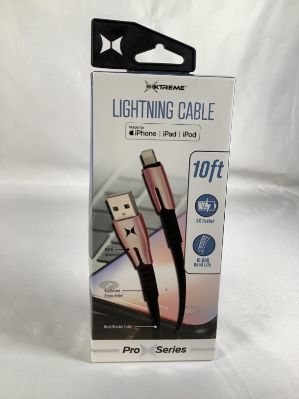 Photo 2 of BRONZE AND BLACK LIGHTNING CABLE  PRO SERIES 10 FEET MESH BRAIDED CABLE 2X FASTER CHARGE LED POWER INDICATOR NEW