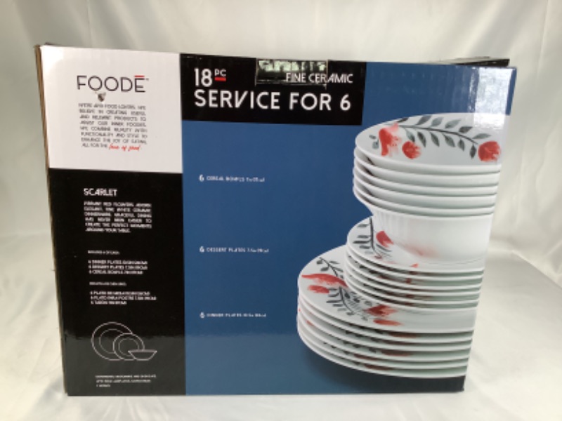 Photo 2 of 18 PEICE SERVICE FOR 6 DINNING SET 6 DINNER PLATES 6 DESSERT PLATES AND 6 CEREAL BOWLS NEW 