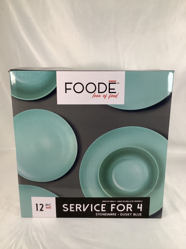 Photo 1 of 12 PEICE SERVICE FOR 4 DINNING SET COLOR DUSTY BLUE 4 DINNER PLATES 4 DESSERT PLATES 4 CEREAL BOWLS NEW