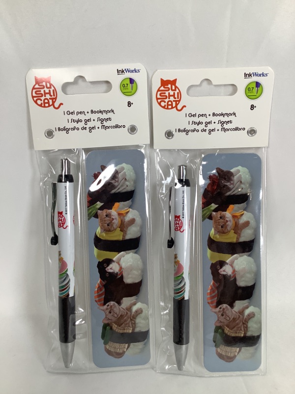 Photo 1 of 2 PACK SUSHI CAT 1 GEL PEN PLUS BOOKMARK NEW