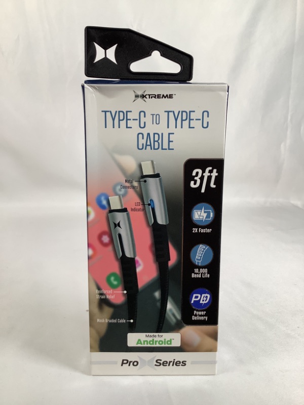 Photo 1 of TYPE C TO TYPE C CABLE BLACK AND SILVER 3 FEET MESH BRAIDED CABLE  2X FATSER CHARGE NEW