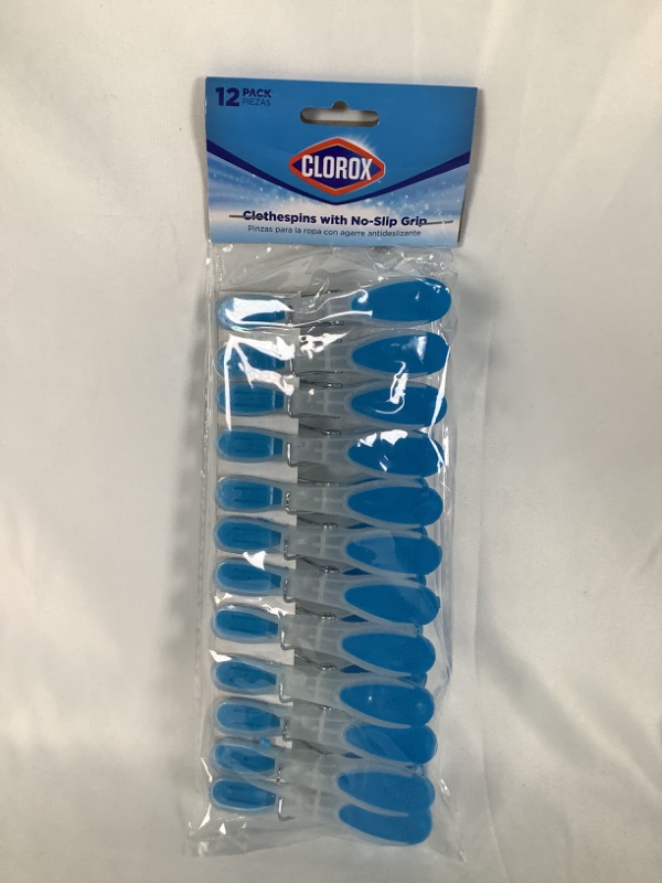 Photo 1 of 12 PACK PLASTIC CLOTHESPINS WITH NO SLIP GRIP NEW