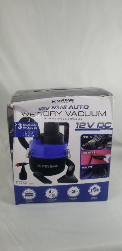 Photo 1 of 12V MINI AUTO WET DRY VACUUM WITH 3 FEET HOSE AND 3 NOZZLES WIDE VENT CREVICE INFLATOR NEW 