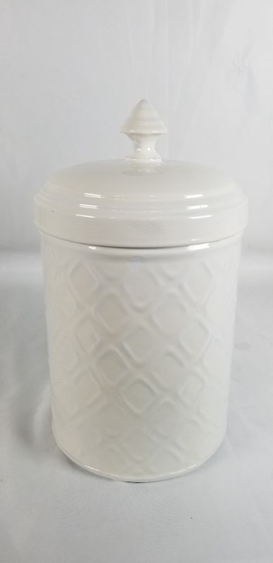 Photo 1 of 8 INCH WHITE  METAL CANISTER  NEW