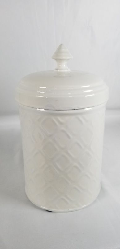 Photo 2 of 8 INCH WHITE  METAL CANISTER  NEW