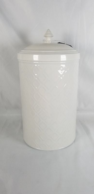 Photo 2 of 12 INCH WHITE METAL CANISTER NEW