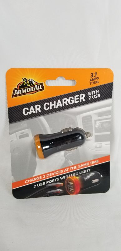 Photo 1 of CAR CHARGER WITH 2 USB PORTS AND LED LIGHT NEW