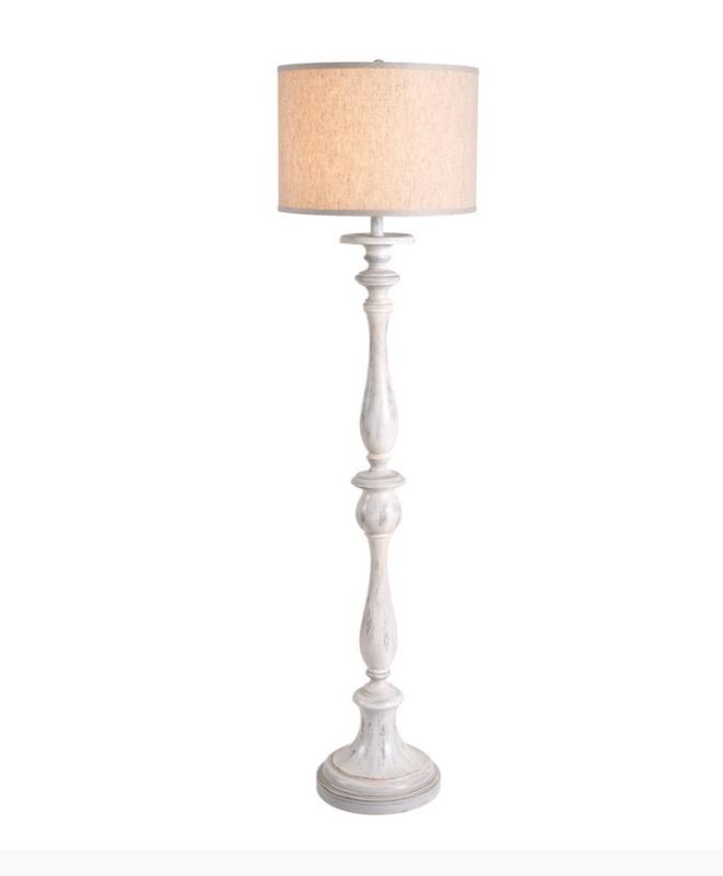Photo 1 of NEW KENROY HOME SIMBA WEATHERED WHITE FINISH FLOOR LAMP MODEL 33107WW 15” X 57.5”