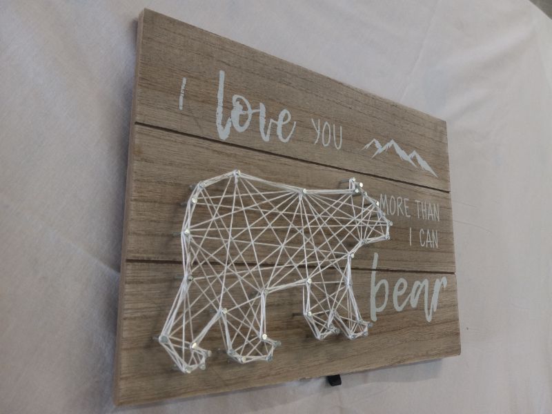 Photo 3 of LOVE YOU MORE THAN I CAN BEAR STRING ART WOOD PANEL SIGN 12” X 8.5”