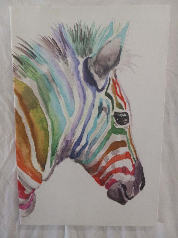 Photo 1 of RAINBOW ZEBRA CANVAS ARTWORK 16” X 24”