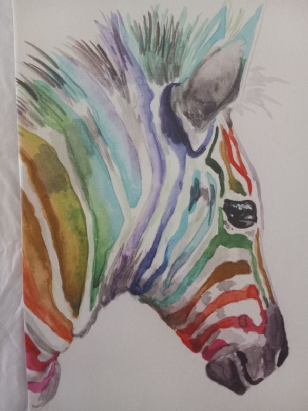 Photo 2 of RAINBOW ZEBRA CANVAS ARTWORK 16” X 24”