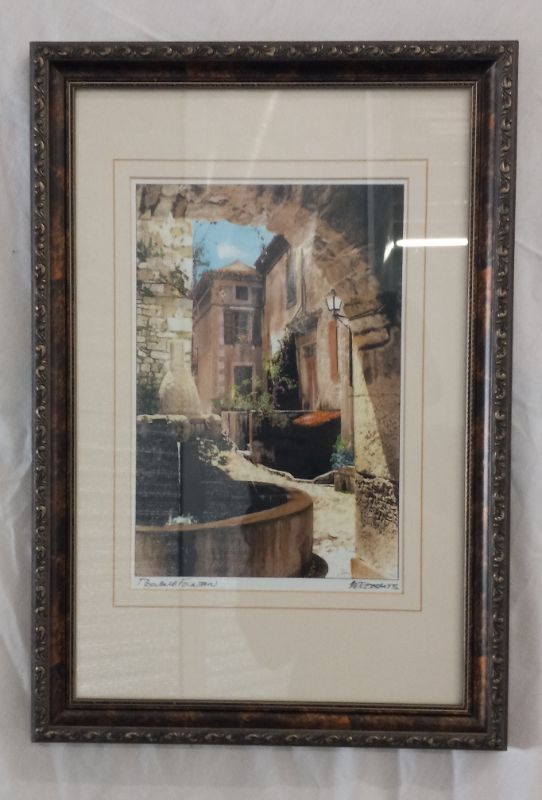 Photo 1 of PROVENCE FOUNTAIN FRAMED ARTWORK SIGNED BY MARTIN ROBERTS SOUTH OF FRANCE 13” X 19”