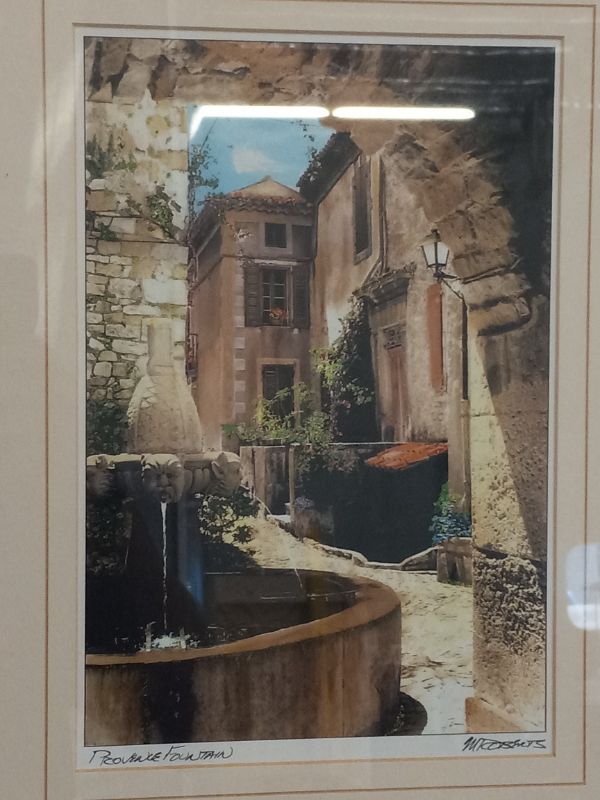 Photo 2 of PROVENCE FOUNTAIN FRAMED ARTWORK SIGNED BY MARTIN ROBERTS SOUTH OF FRANCE 13” X 19”