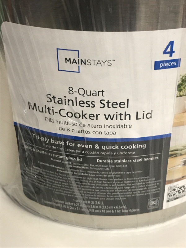 Photo 3 of MAINSTAYS 8 QUART STAINLESS STEEL MULTI-COOKER WITH LID 4 PIECE SET