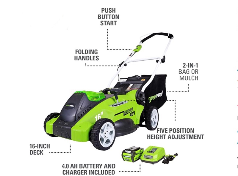Photo 2 of GREENWORKS 16” CORDLESS LAWN MOWER / NO GRASS ? TURN IT INTO A GO- KART 