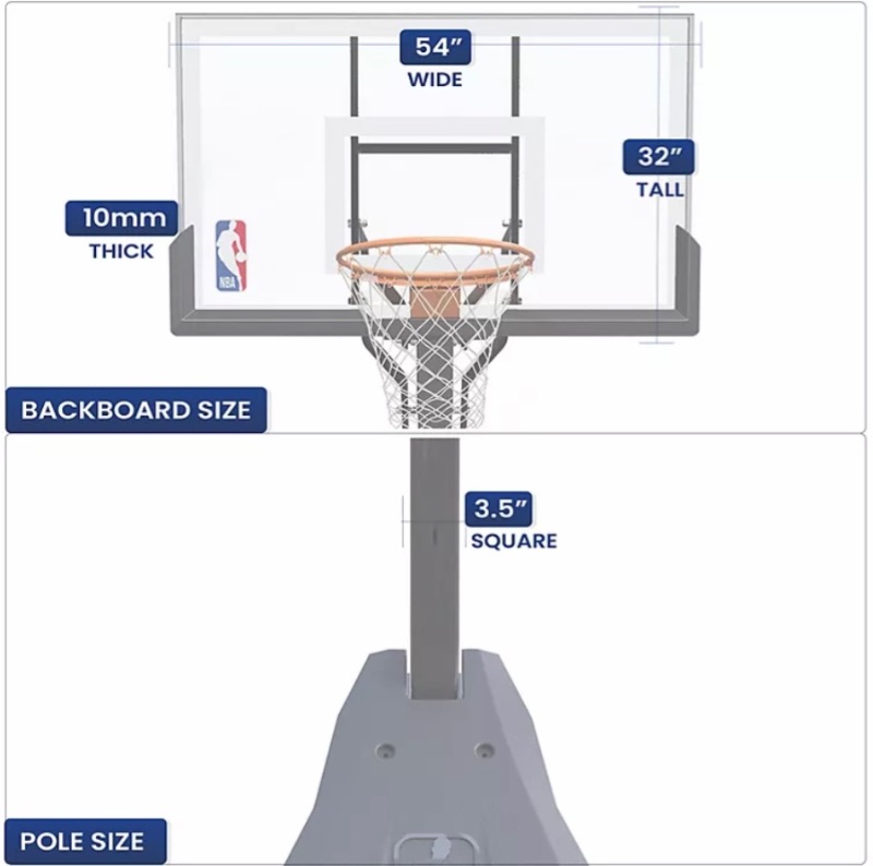Photo 5 of OFFICIAL NBA 54” PORTABLE BASKETBALL HOOP WITH POLYCARBONATE BACKBOARD 
