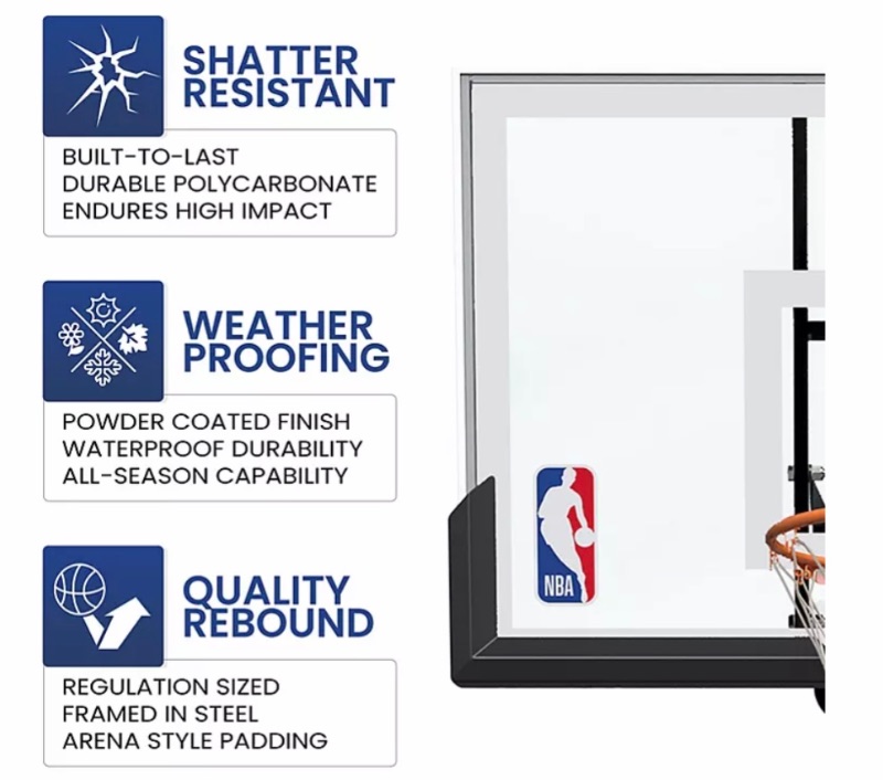 Photo 6 of OFFICIAL NBA 54” PORTABLE BASKETBALL HOOP WITH POLYCARBONATE BACKBOARD 
