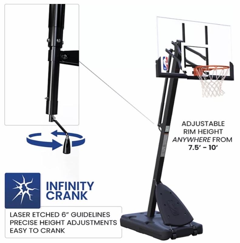 Photo 3 of OFFICIAL NBA 54” PORTABLE BASKETBALL HOOP WITH POLYCARBONATE BACKBOARD 
