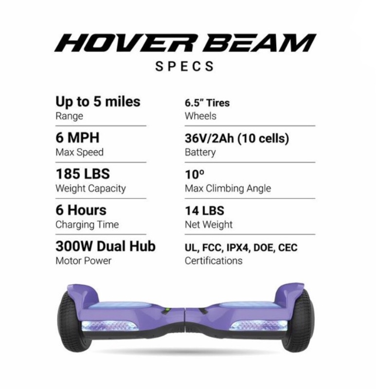 Photo 3 of VOYAGER HOVERBEAM HOVERBOARD / SELF BALANCING ELECTRIC SCOOTER WITH LIGHT UP WHEELS FOR KIDS AGES 8+