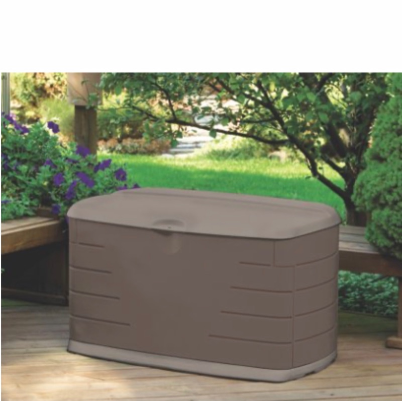 Photo 3 of RUBBERMAID MEDIUM DECK BOX WITH SEAT 72.5 GALLON 26” x 26”x 42” RETAILS FOR $110 