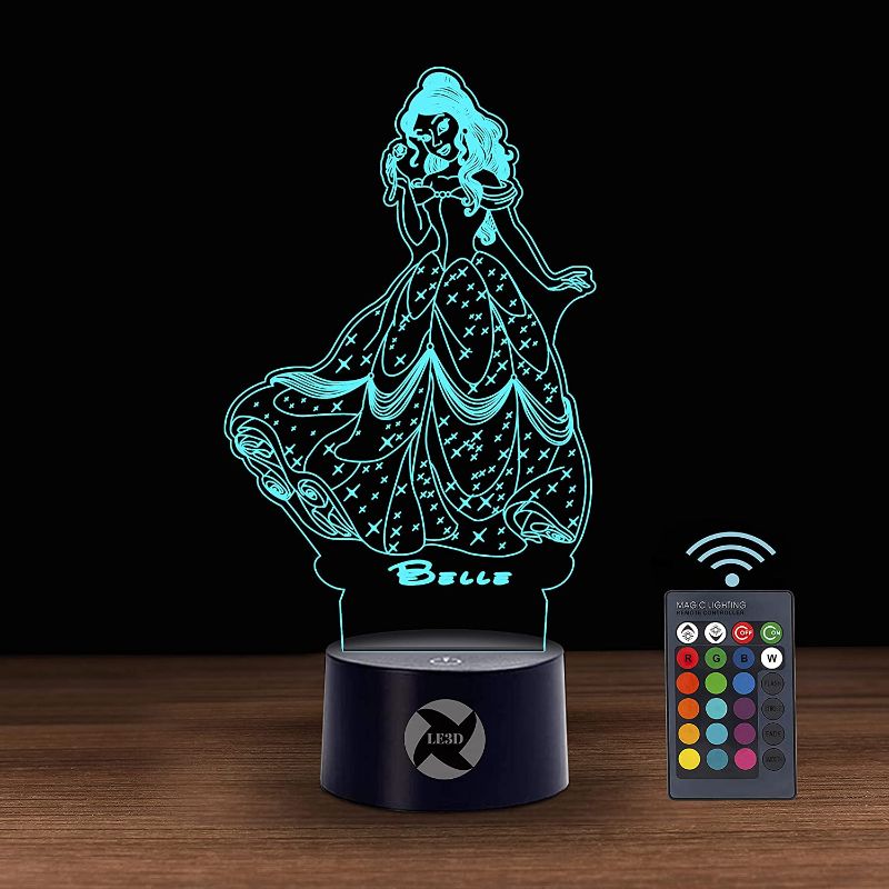 Photo 3 of BELLE WIRELESS 3D OPTICAL ILLUSION NIGHT LIGHT 16 COLORS 2 MODES DOE NOT OVERHEAT USES 3 AA BATTERIES OR CHARGE WITH USB NEW 
