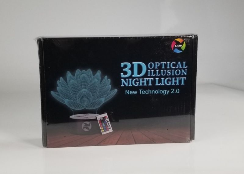 Photo 3 of  WIRELESS 3D OPTICAL ILLUSION NIGHT LIGHT 16 COLORS 2 MODES DOE NOT OVERHEAT USES 3 AA BATTERIES OR CHARGE WITH USB NEW 