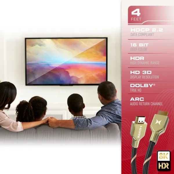 Photo 3 of 4FT GOLD SERIES HDMI CABLE SUPPORTS UP TO 8K HD QUALITY FASTER GIGABYTE SPEEDS NEW 