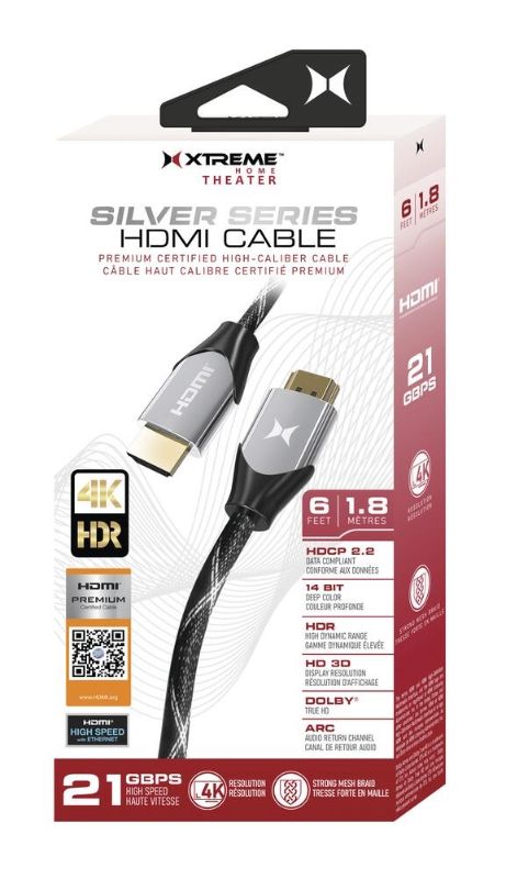 Photo 1 of 6FT SILVER SERIES HDMI CABLE SUPPORTS UP TO 8K HD QUALITY FASTER GIGABYTE SPEEDS NEW 