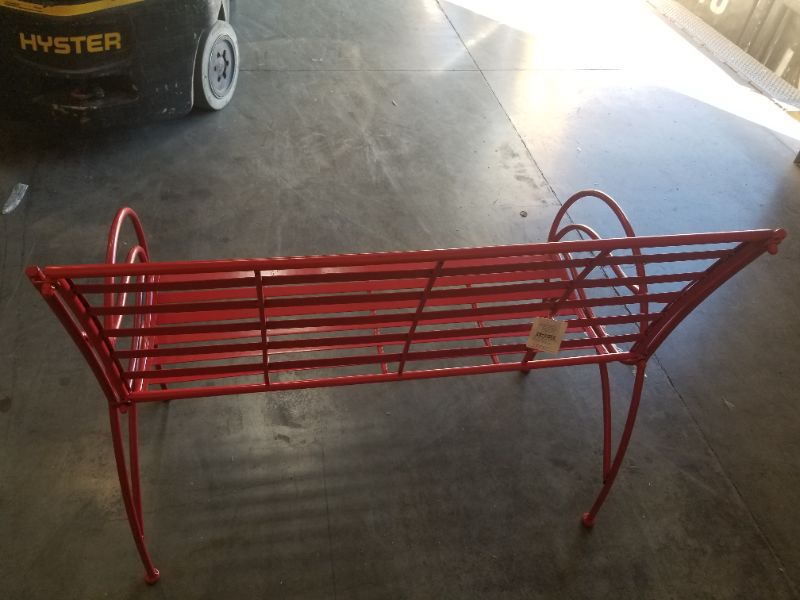 Photo 2 of EVERGREEN RED SWIRL METAL GARDEN BENCH 42x17x63H NEW