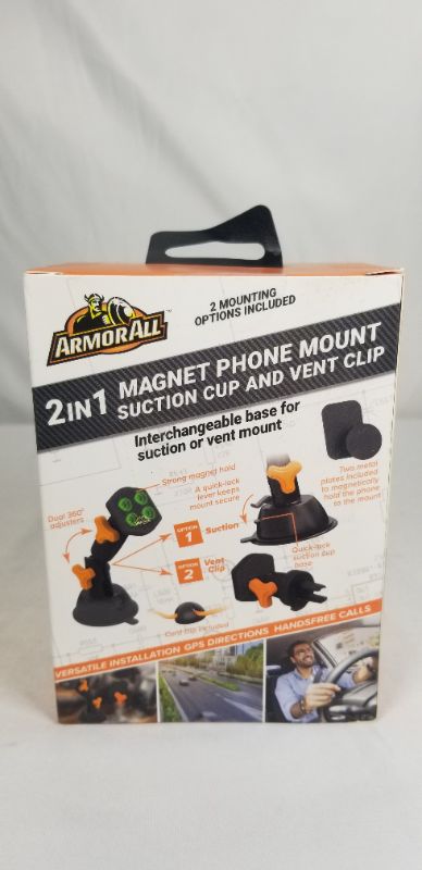 Photo 3 of 2 IN 1 MAGNET PHONE MOUNT SUXTION CUP AND VENT CLIP NEW