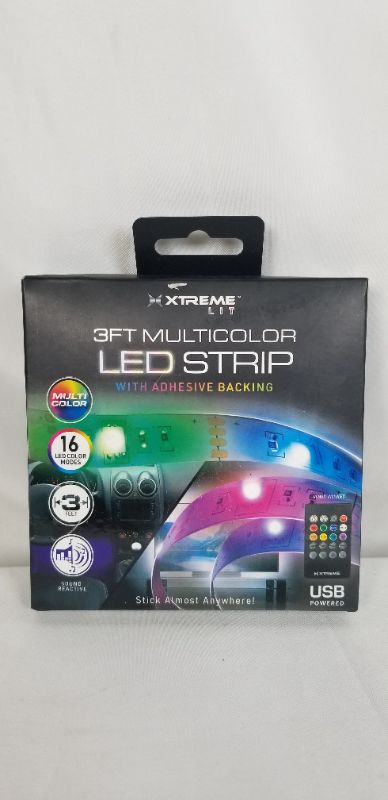 Photo 1 of 3FT MULTICOLOR LED STRIP WITH THE ADHESIVE BACKING USB POWERED REMOTE INCLUDED NEW 