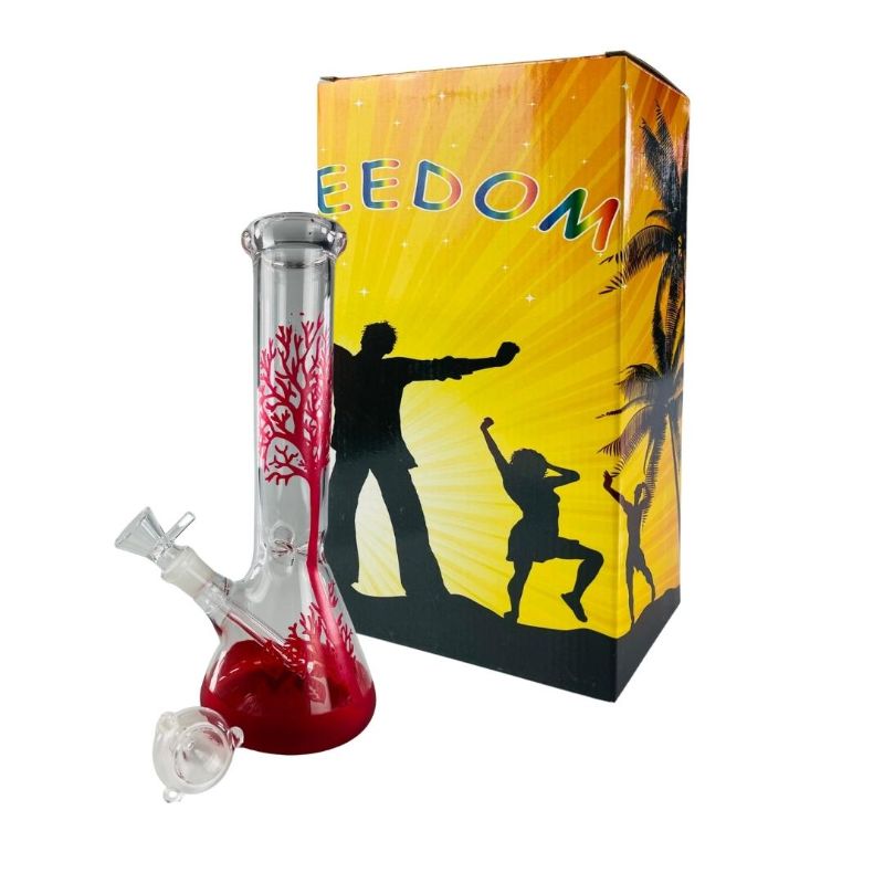Photo 1 of FREEDOM HANDMADE RED TREE WATER PIPE RED BASE ICE CATCHER INCLUDES ONE STEM AND TWO BOWLS NEW IN BOX 