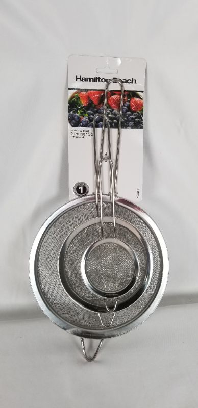 Photo 2 of 3 PIECE STAINLESS STEEL STRAINER SET NEW