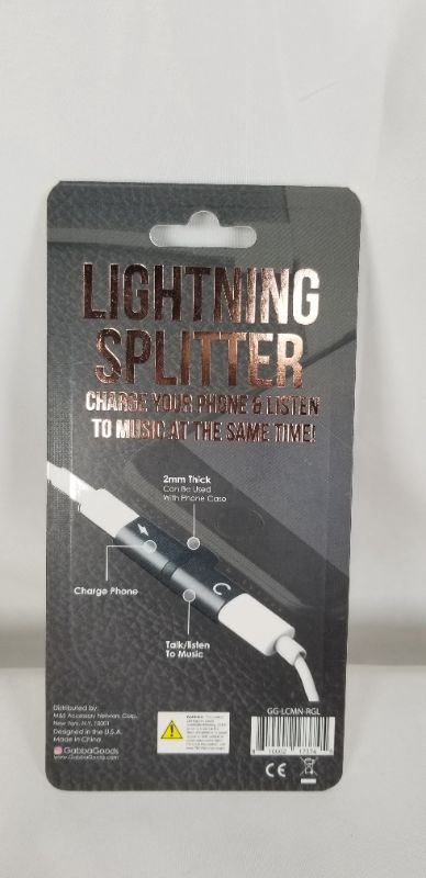 Photo 2 of 2 IN 1 IPHONE LIGHTNING SPLITTER ALLOWS USER TO CHARGER DEVICE WHILE HEARING MUSIC VIA EAR BUDS AT THE SAME TIME 