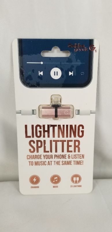 Photo 1 of 2 IN 1 IPHONE LIGHTNING SPLITTER ALLOWS USER TO CHARGER DEVICE WHILE HEARING MUSIC VIA EAR BUDS AT THE SAME TIME 
