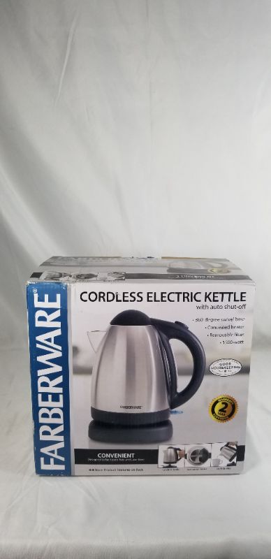 Photo 3 of CORDLESS ELECTRIC KETTLE WITH AUTO SHUT OFF 360 DEGREE SWIVEL BASE CONCEALED HEATER REMOVABLE FILTER 1500 WATT USED 
