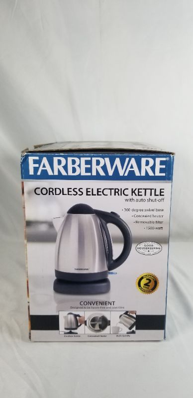 Photo 4 of CORDLESS ELECTRIC KETTLE WITH AUTO SHUT OFF 360 DEGREE SWIVEL BASE CONCEALED HEATER REMOVABLE FILTER 1500 WATT USED 
